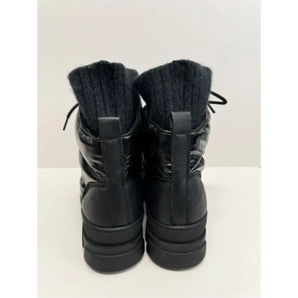 Sam Edelman Boots‎ Size 7.5 Black Lug Sole Tabitha Lace Up Round Toe Winter Boot